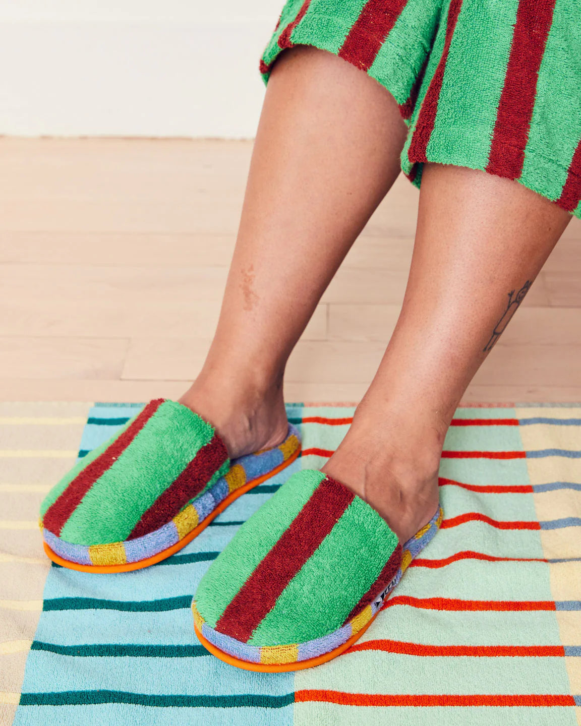 Terry Stripe Slippers